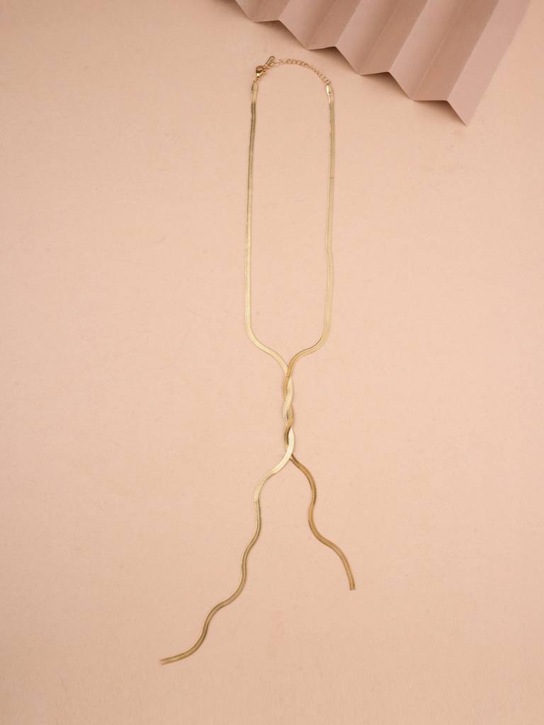 Twist Flow Lariat Necklace For Women - Waterproof & Anti-Tarnish : NK0356