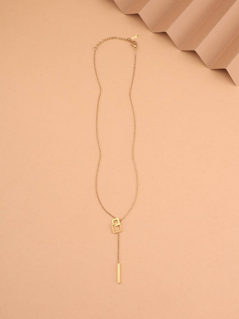 Geometric Bar Drop Necklace For Women - Waterproof & Anti-Tarnish : NK0362