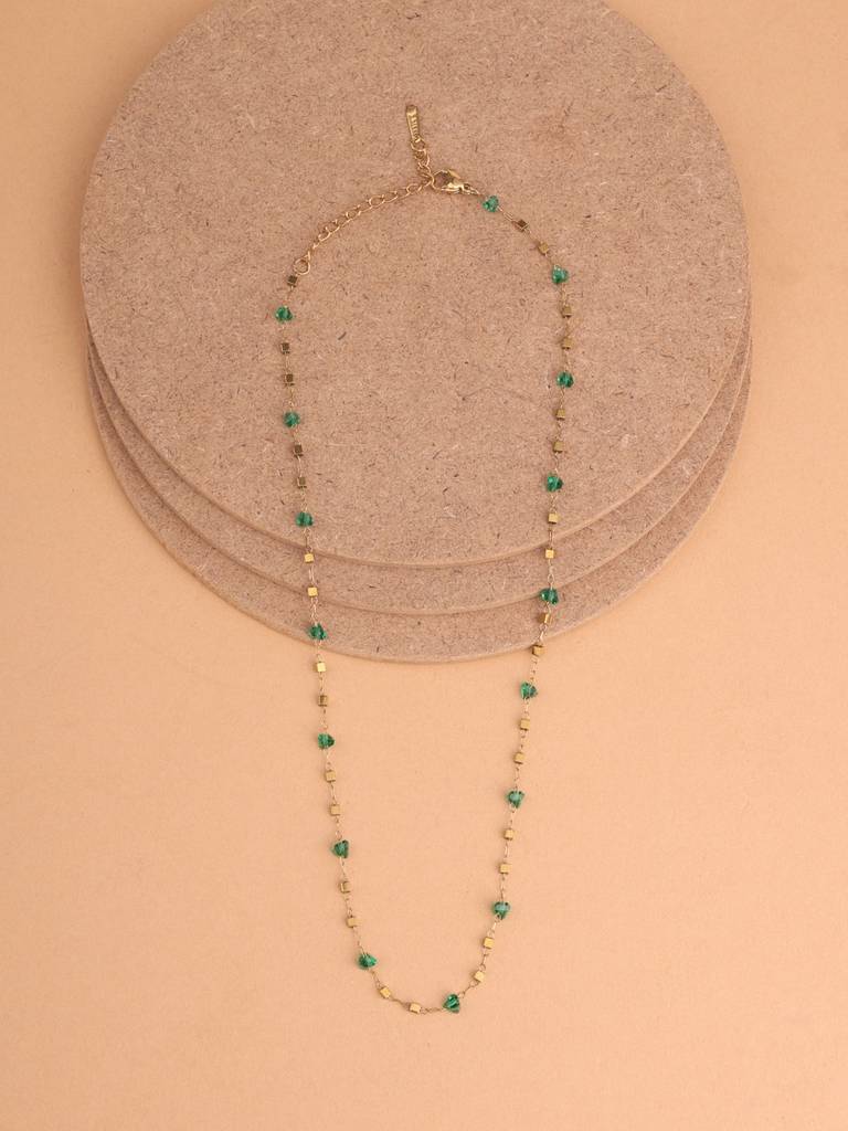 Mosaic Beaded Necklace For Women - Waterproof & Anti-Tarnish : NK0423