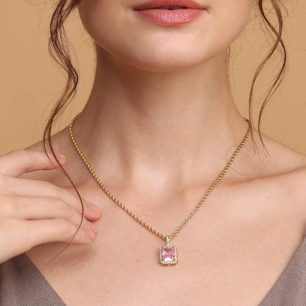 Pink Emerald Geometric Pendant : NK255