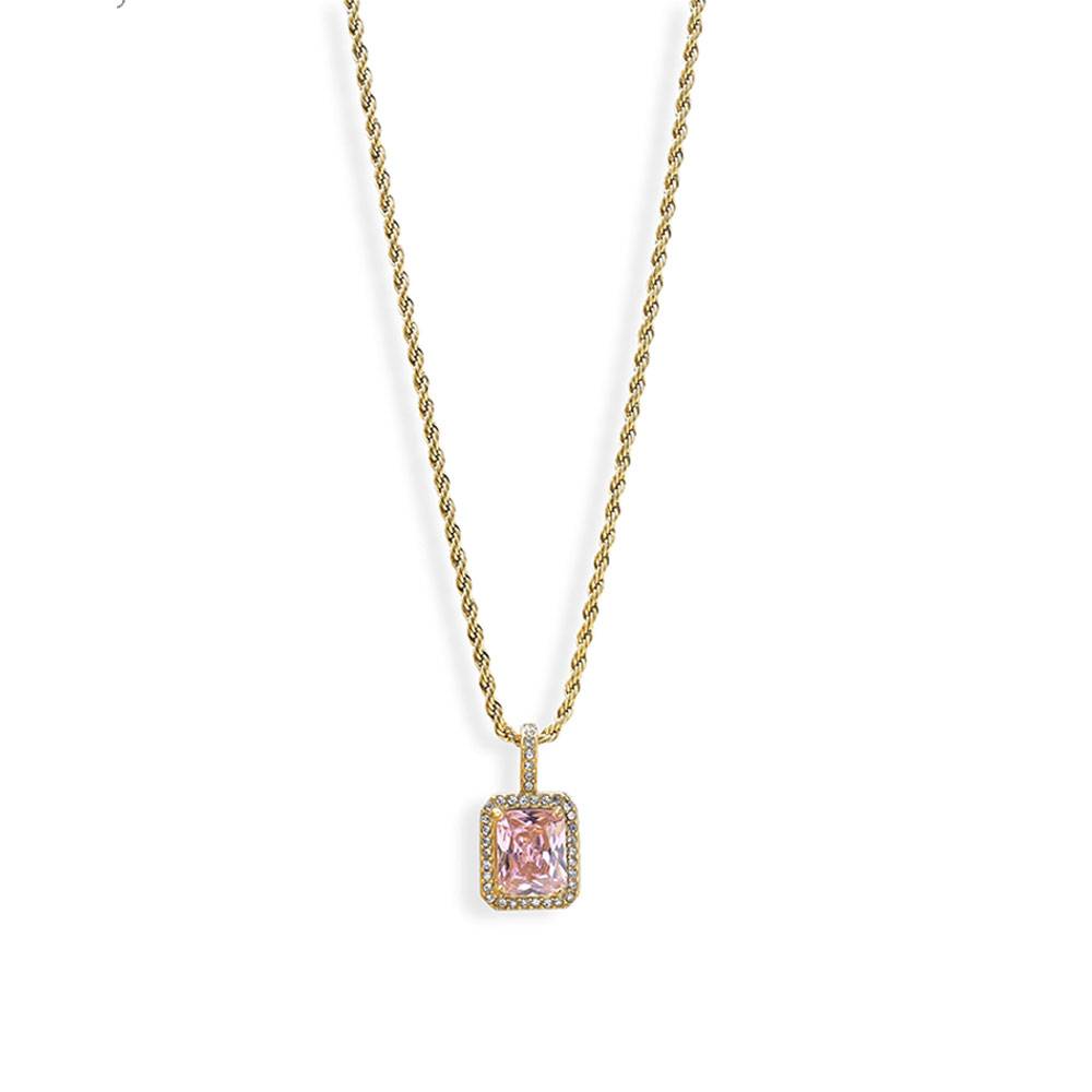 Pink Emerald Geometric Pendant : NK255