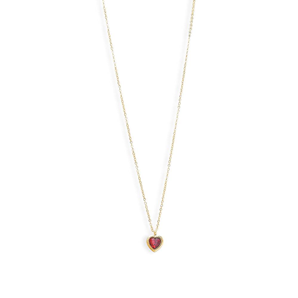 Red Emerald Heart Pendant Necklace : NK269