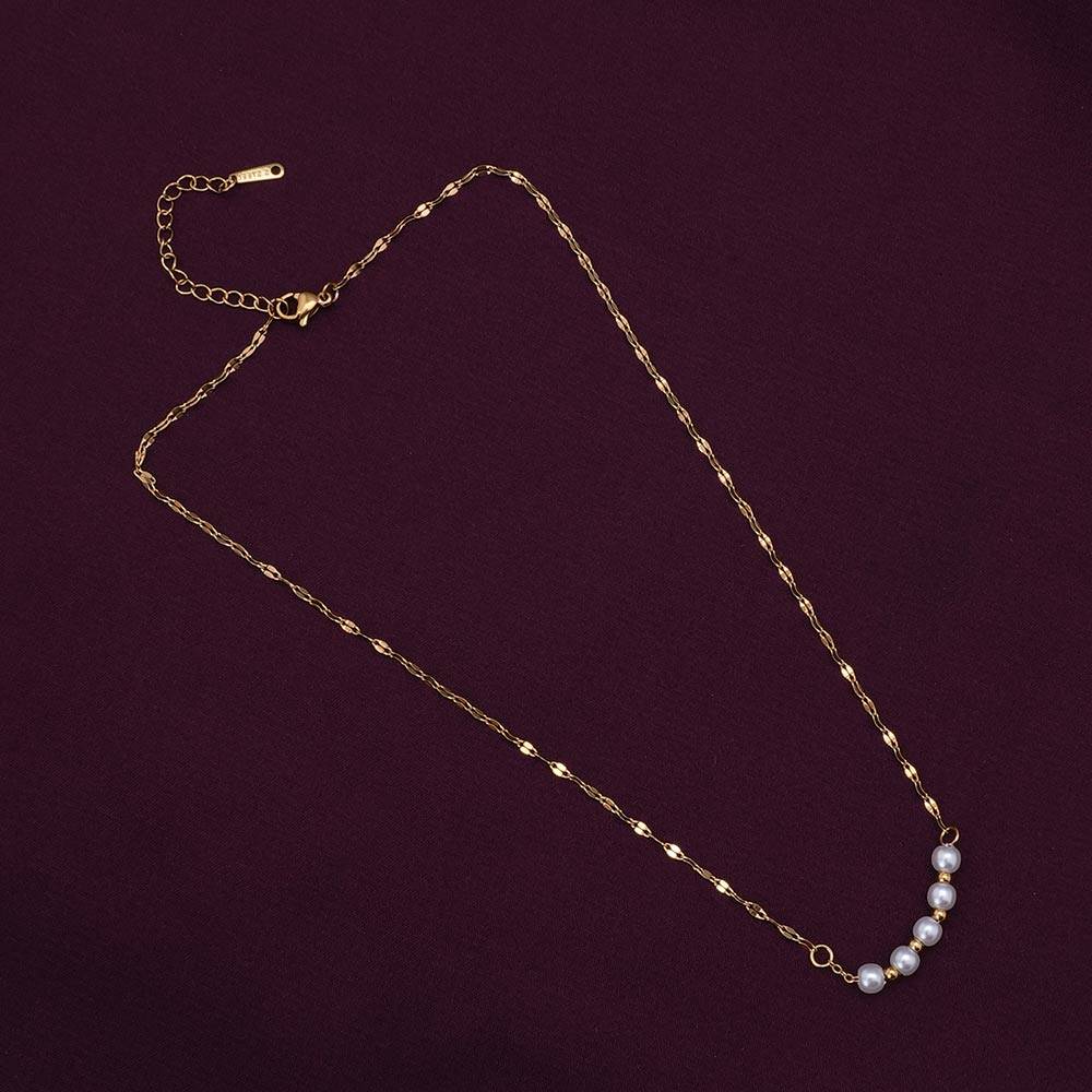 Palmonas 18K Gold Plated Pearl Lip Chain Necklace For Womens Waterproof & Anti-Tarnish : NK271