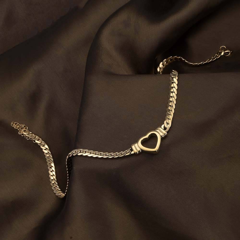 Cuban Chain Hollow Heart Necklace : NK274
