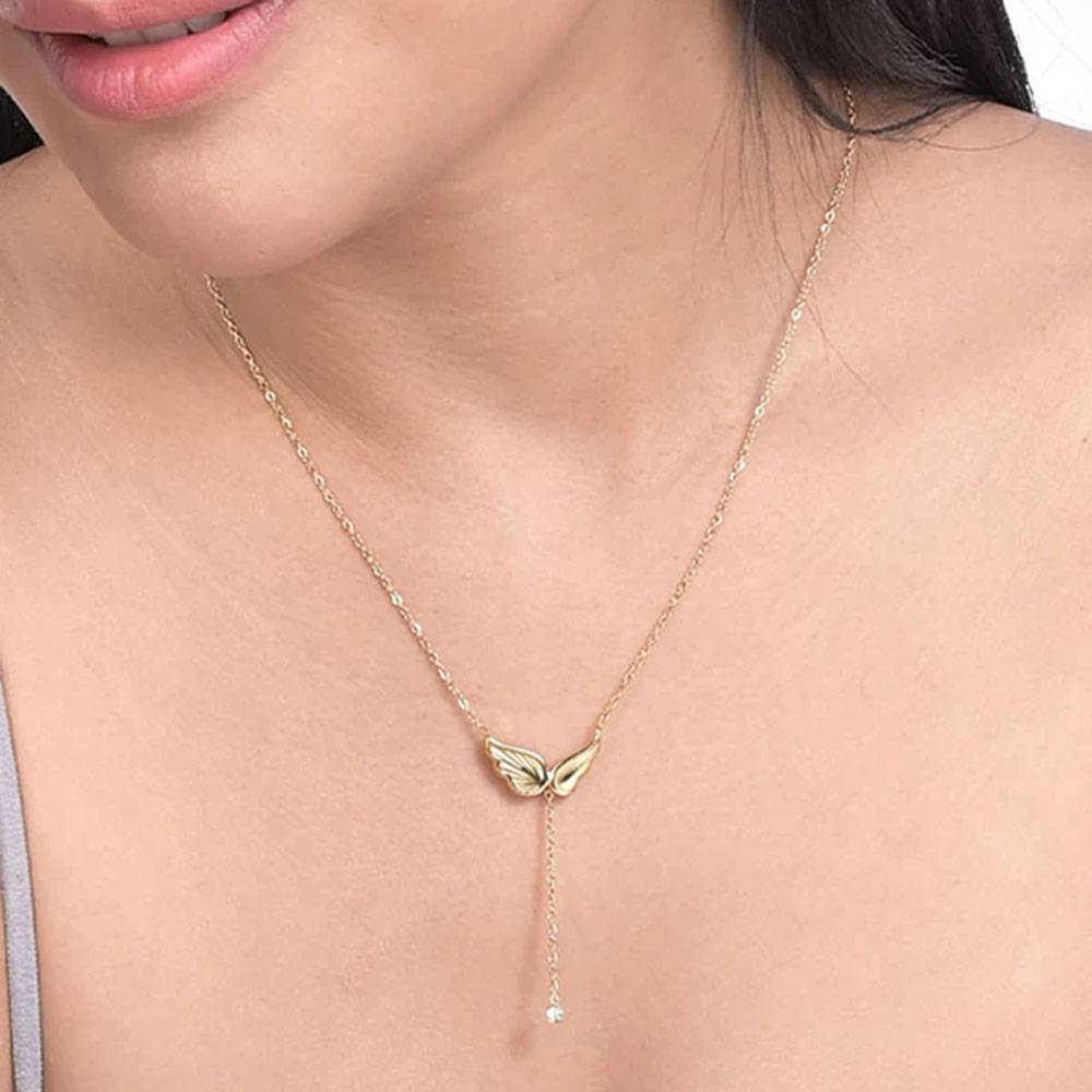 Angel Wing Dangling Diamond Necklace : NK295-G