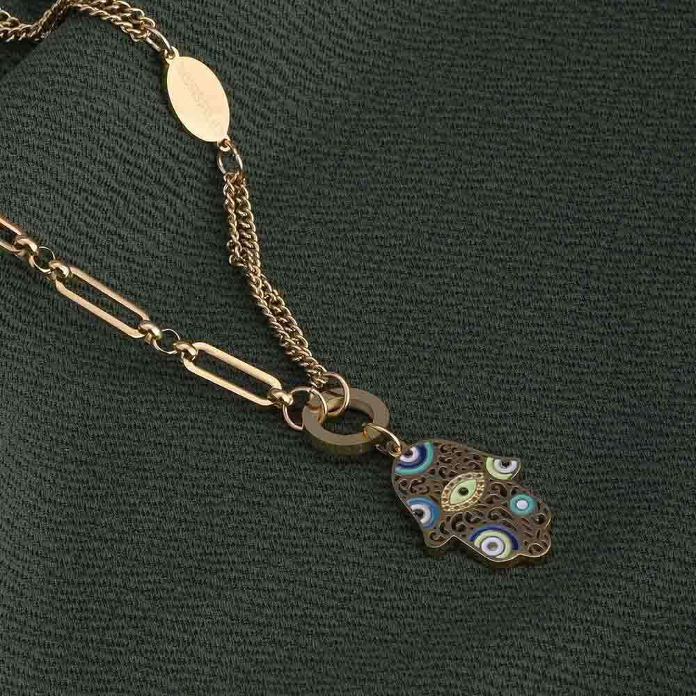 Hamsa Evil Eye Necklace : NK311