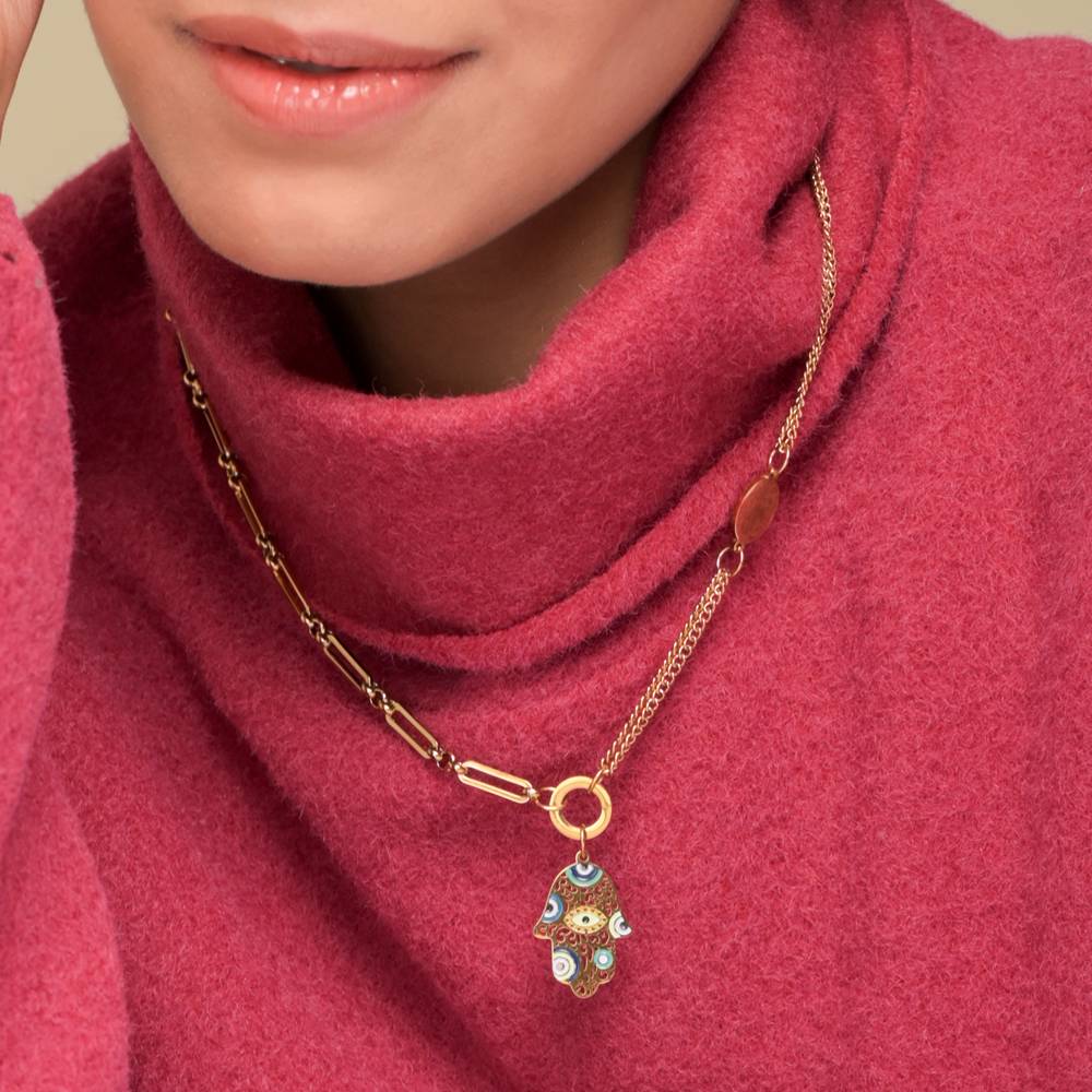 Hamsa Evil Eye Necklace : NK311