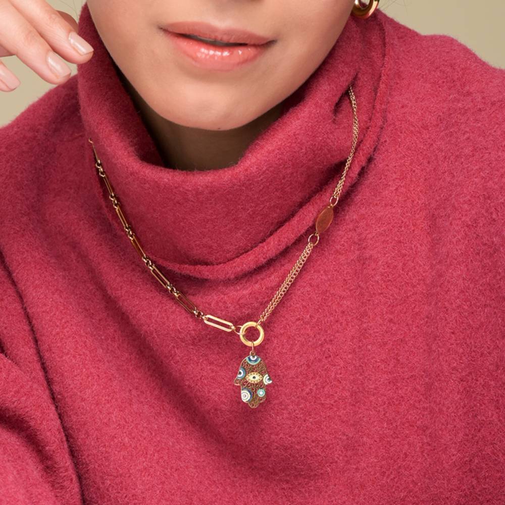 Hamsa Evil Eye Necklace : NK311