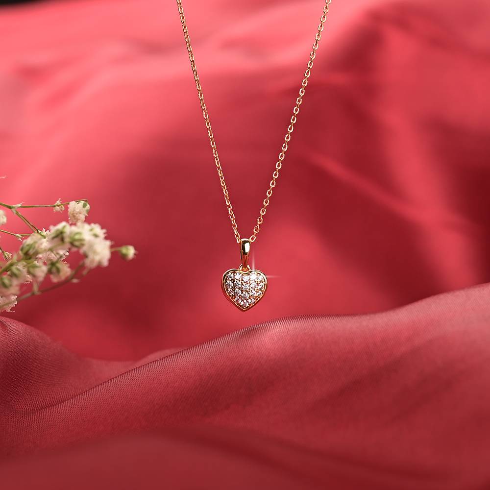 Cute Heart Diamond Necklace | 18K Gold Vermeil : NK334