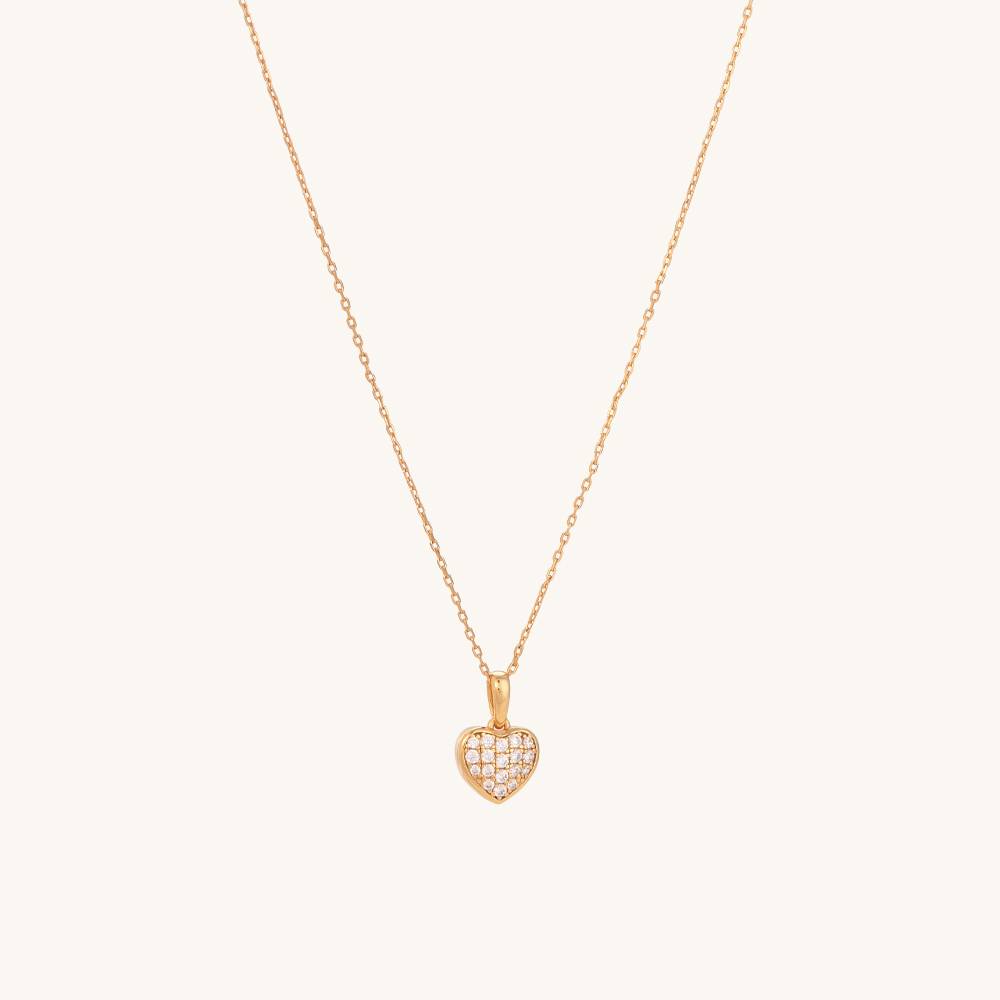 Cute Heart Diamond Necklace | 18K Gold Vermeil : NK334