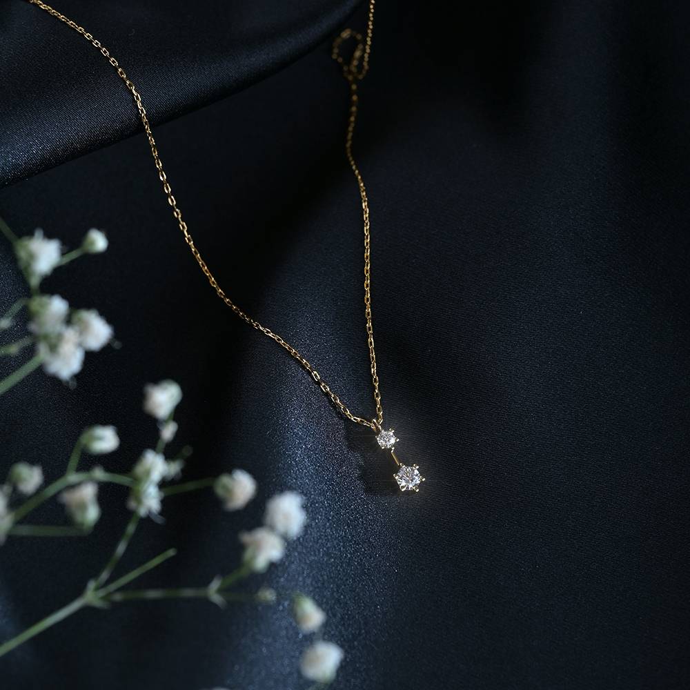 Dainty Mini Diamond Solitaire Necklace | 18K Gold Vermeil : NK335