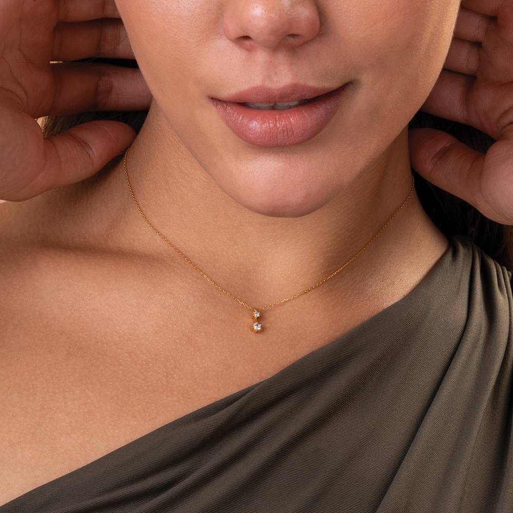 Dainty Mini Diamond Solitaire Necklace | 18K Gold Vermeil : NK335