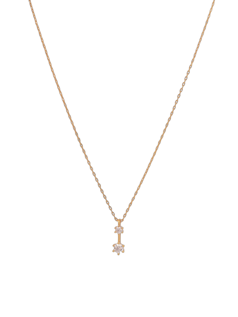 Dainty Mini Diamond Solitaire Necklace | 18K Gold Vermeil : NK335