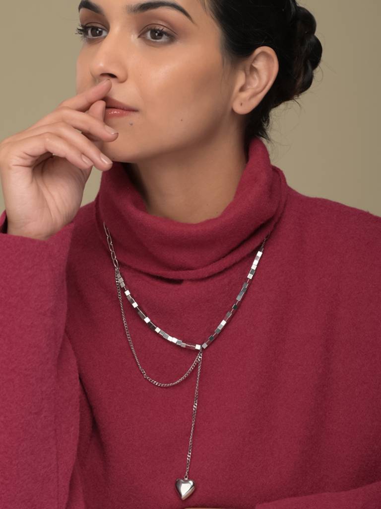 Rhodium-Plated Necklace : NK349