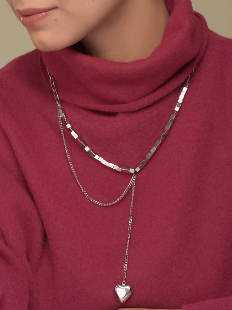 Rhodium-Plated Necklace : NK349