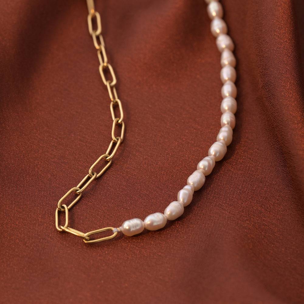 Pearl Link Chain Necklace For Women : NK367