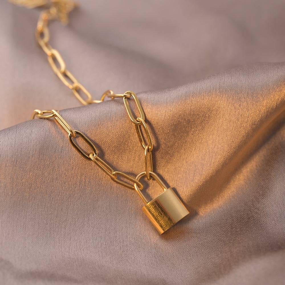 Lock Paperclip Necklace - Stainless Steel Women'S Jewelry : NK376