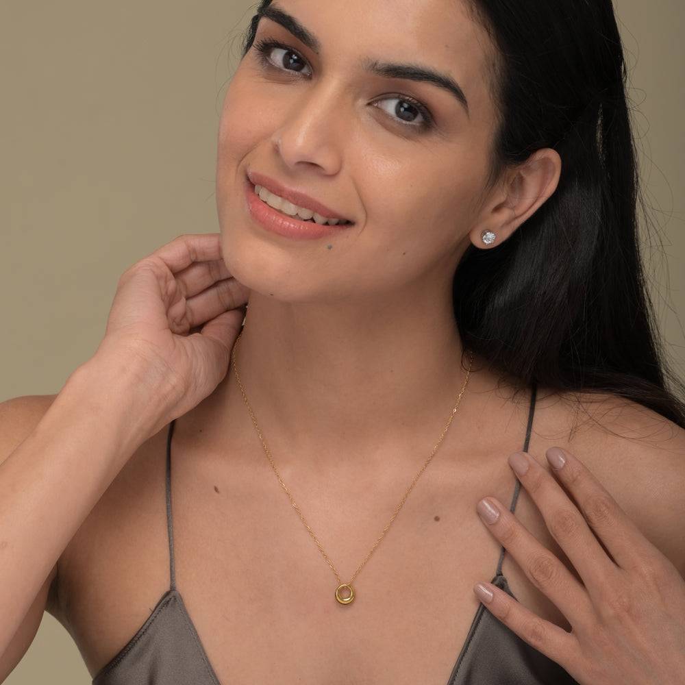 Womens Ring Pendant Necklace : NK384