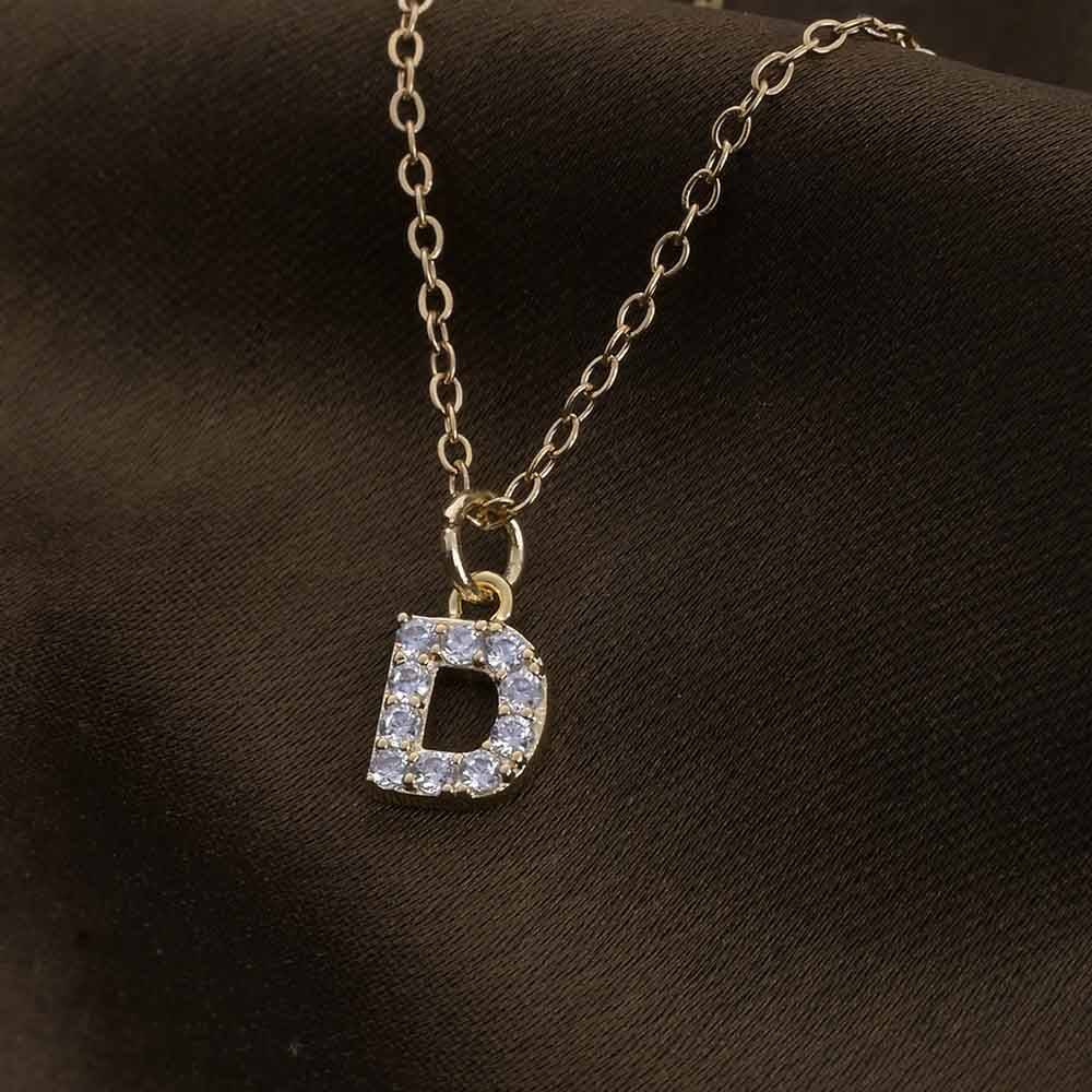 Womens Studded Initial Necklace : NK397-D