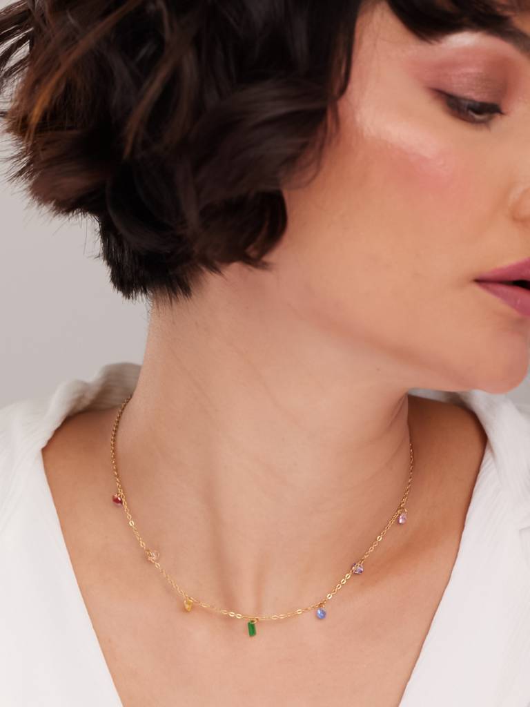 Gold-Plated Enamelled Necklace : NK471