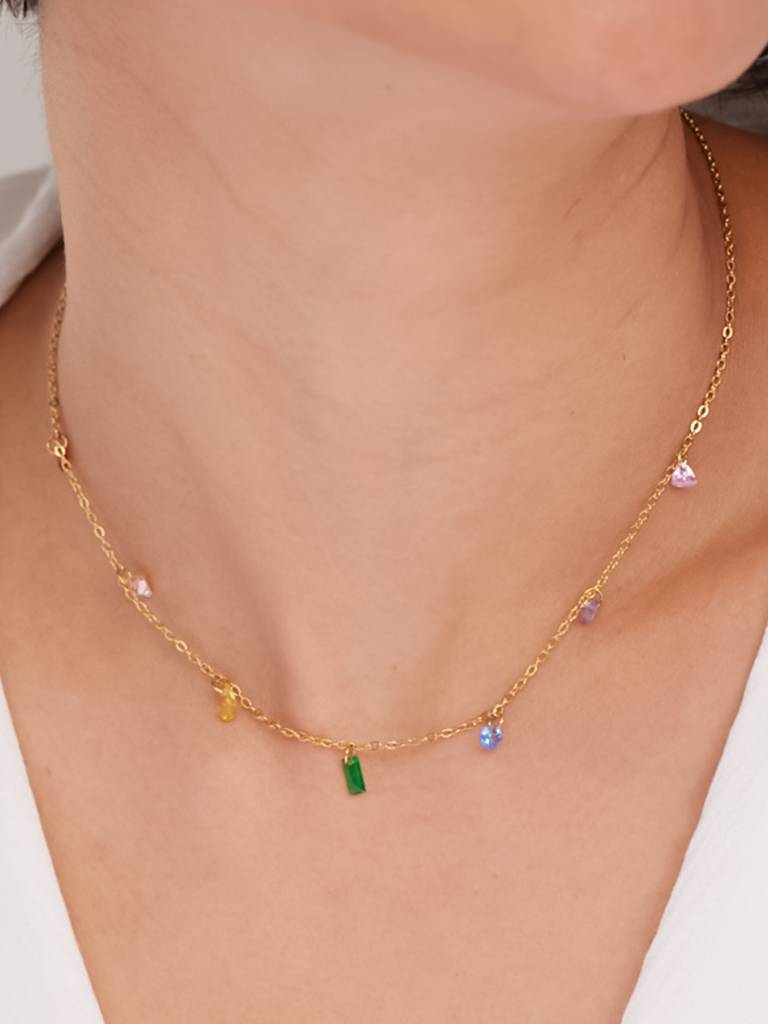 Gold-Plated Enamelled Necklace : NK471