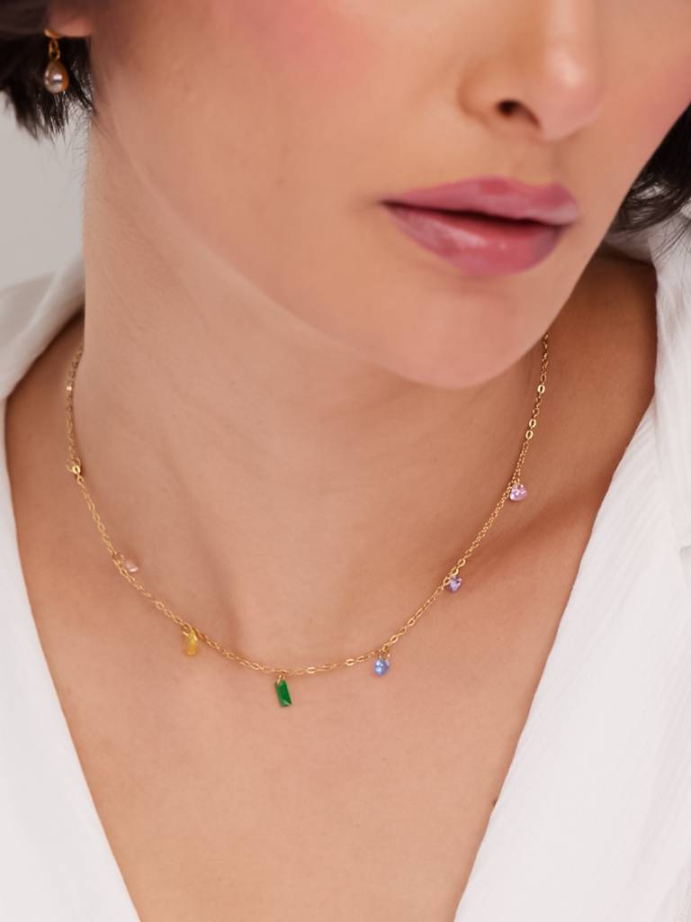 Gold-Plated Enamelled Necklace : NK471