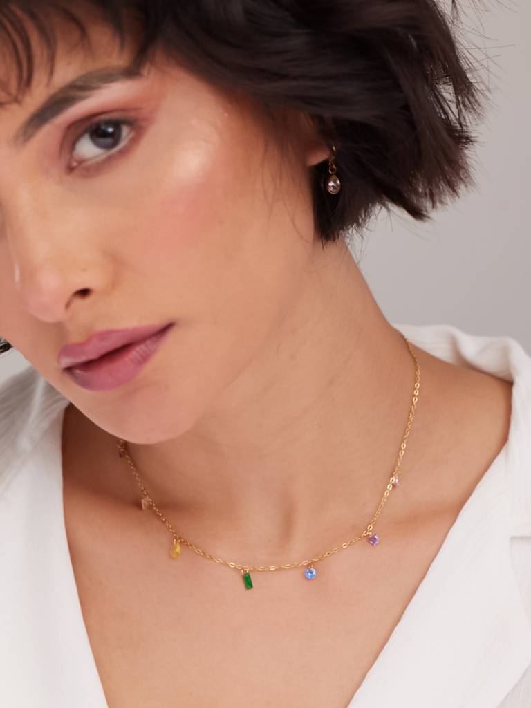 Gold-Plated Enamelled Necklace : NK471