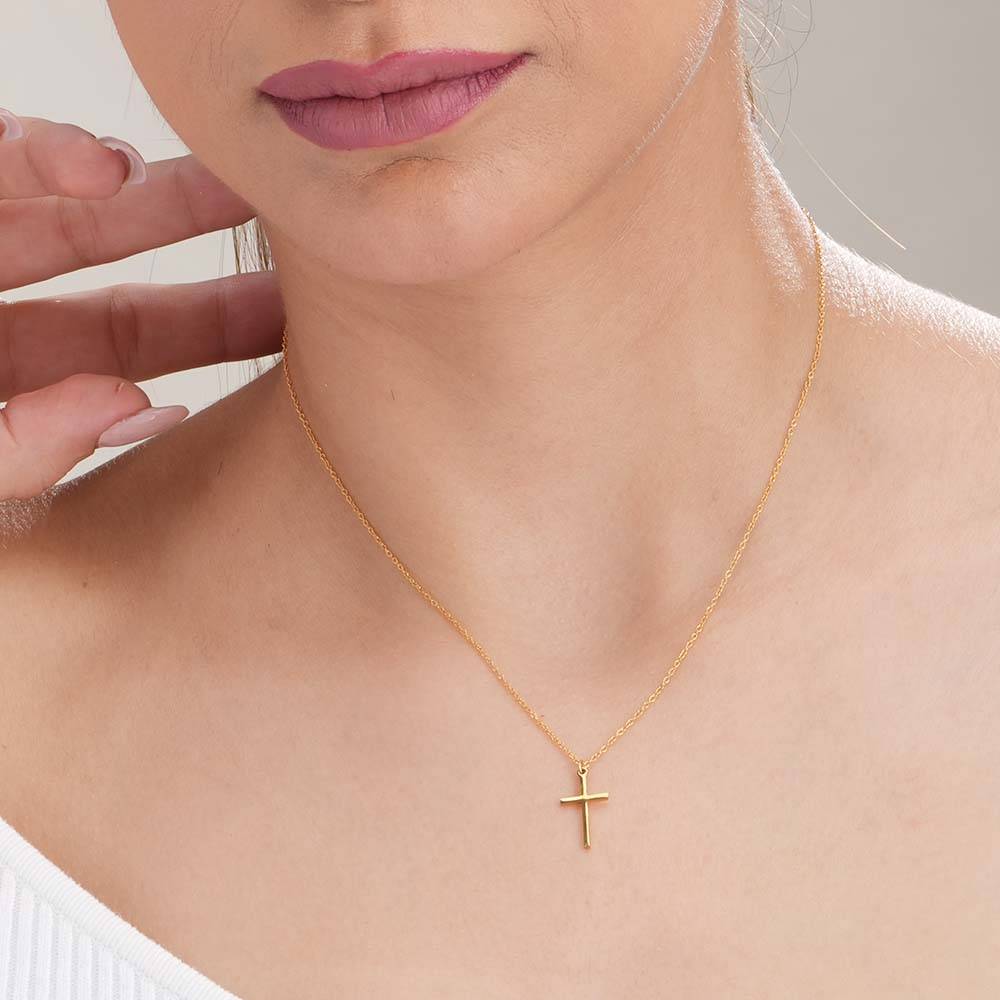 Golden Cross Necklace For Womens Waterproof & Anti-Tarnish : NK497