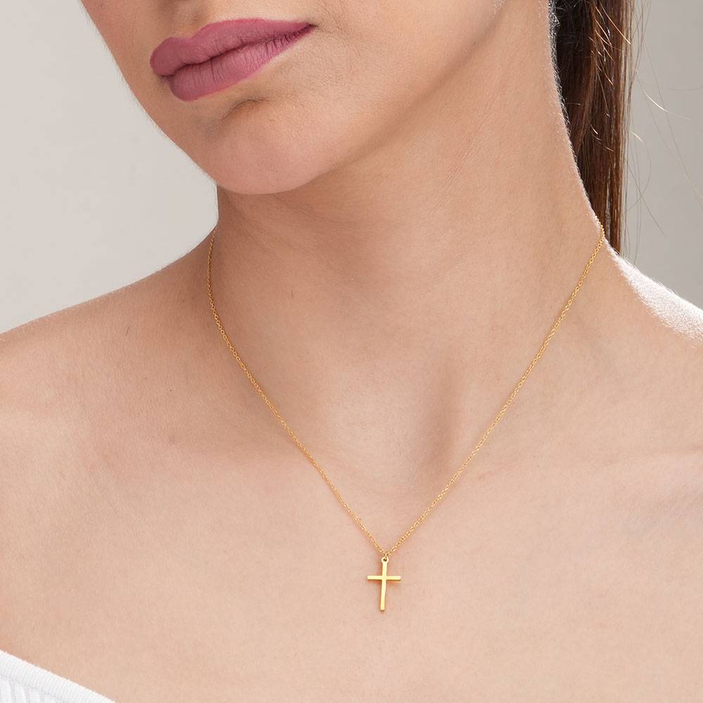 Golden Cross Necklace For Womens Waterproof & Anti-Tarnish : NK497