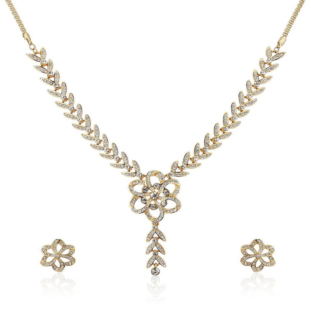 Estele Gold & Rhodium Plated Perennial Designer Jewellery Set With Austrian Crystals : 8994NKER