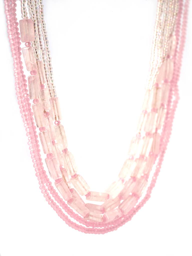 Handcrafted Pink-Color Stone Necklace : NL-133-01BABYPINK