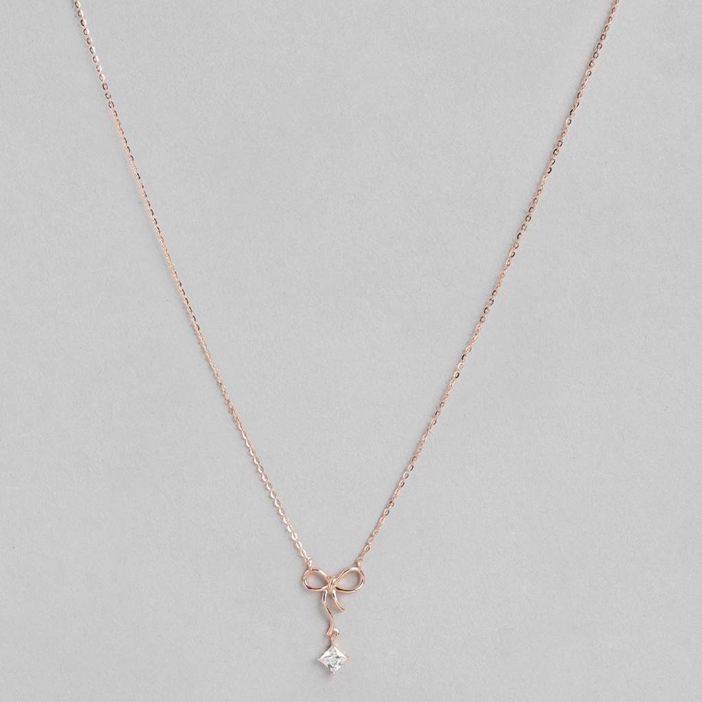 Infinity Cz Rose Gold Plated 925 Sterling Silver Pendant Necklace : NL-30087