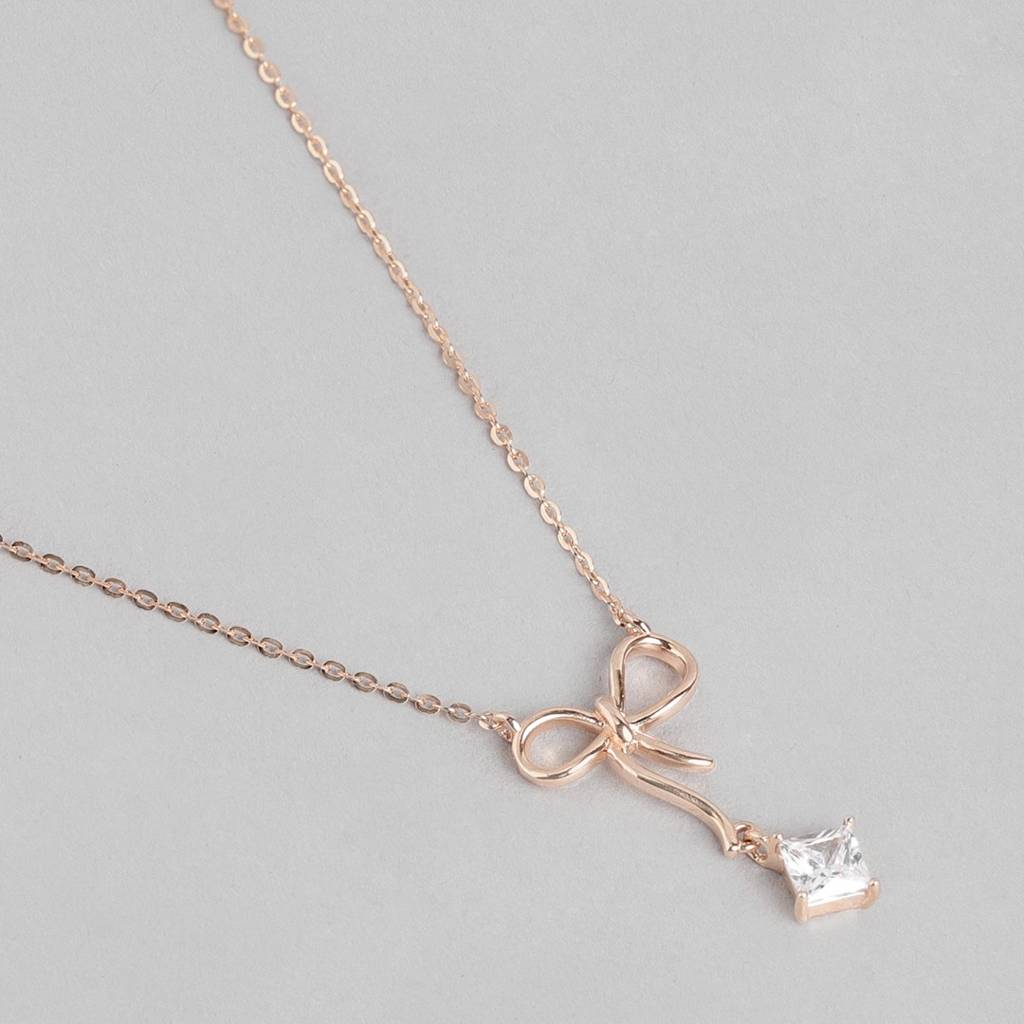 Infinity Cz Rose Gold Plated 925 Sterling Silver Pendant Necklace : NL-30087