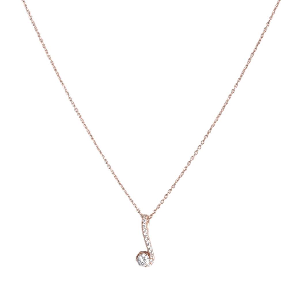 Harmonious Melody Solitaire Cz Rose Gold Plated 925 Sterling Silver Necklace : NL-30185-RG