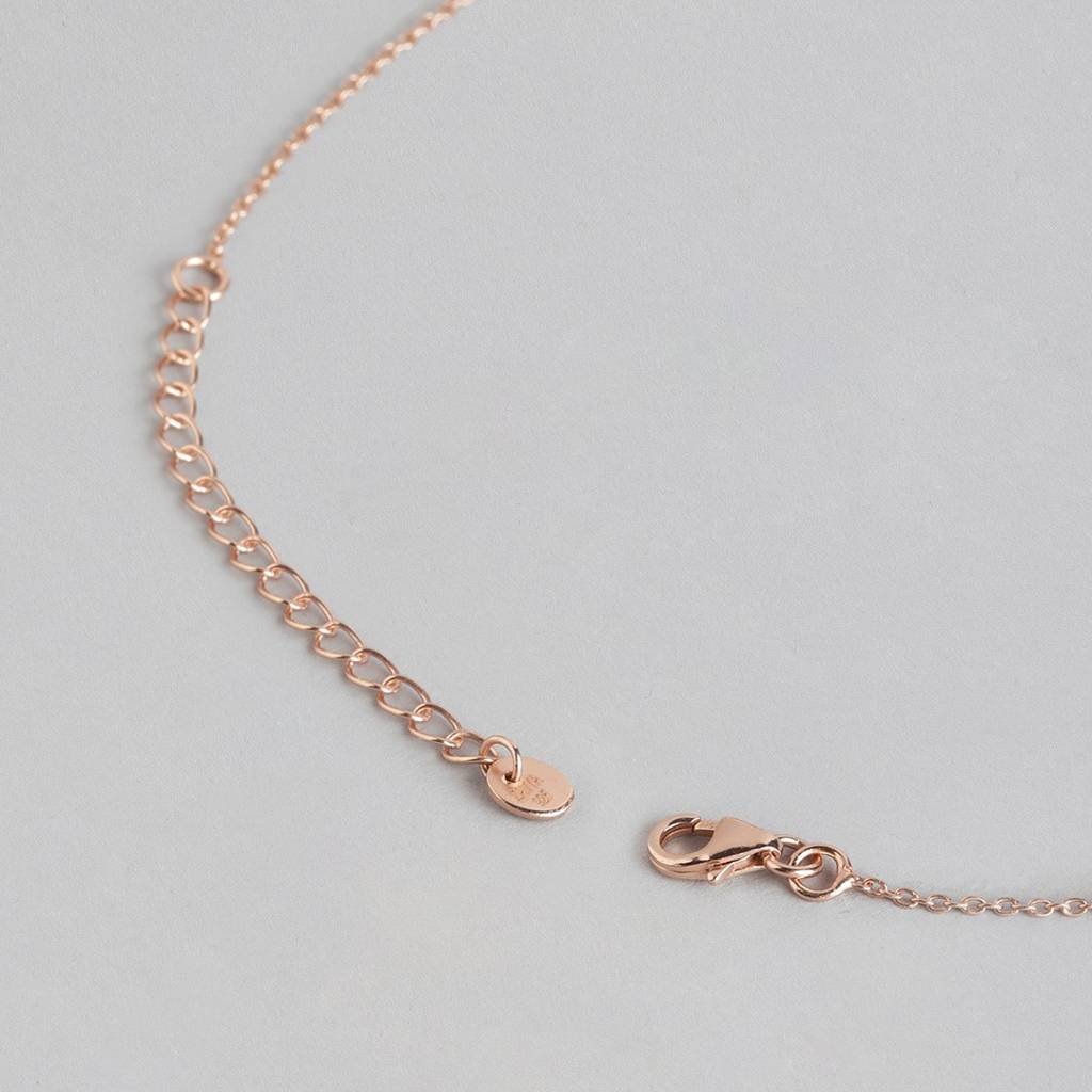 Harmonious Melody Solitaire Cz Rose Gold Plated 925 Sterling Silver Necklace : NL-30185-RG
