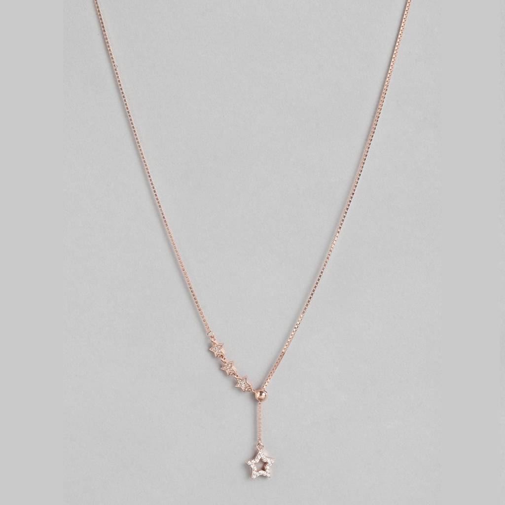 Star Cz Rose Gold Plated 925 Sterling Silver Necklace : NL-30201-RG