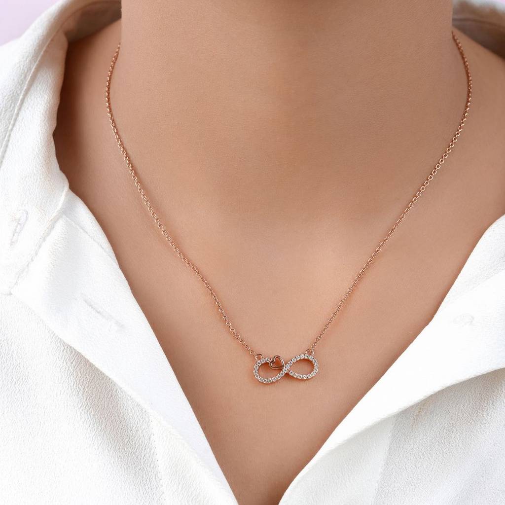 Infinity Rose Gold Plated 925 Sterling Silver Necklace Infinity