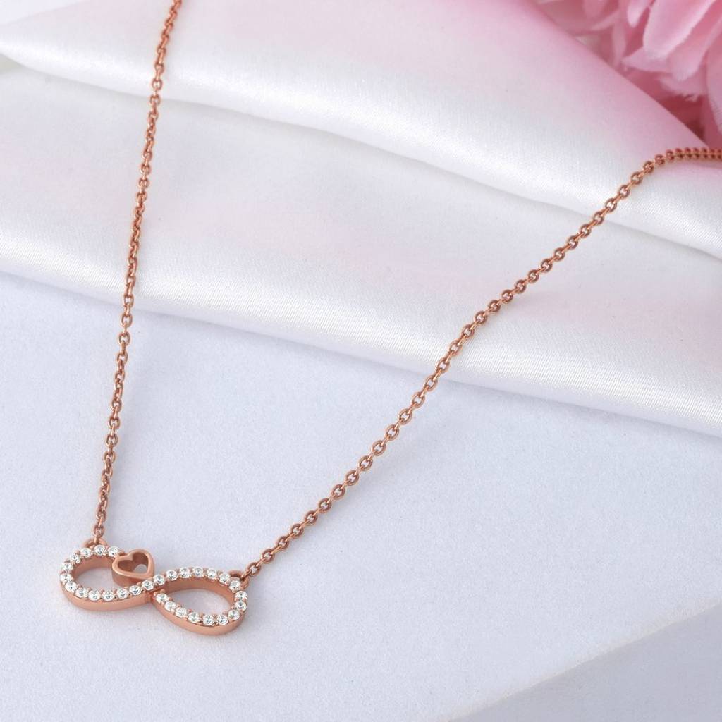 Infinity Rose Gold Plated 925 Sterling Silver Necklace : NL-30248-RG