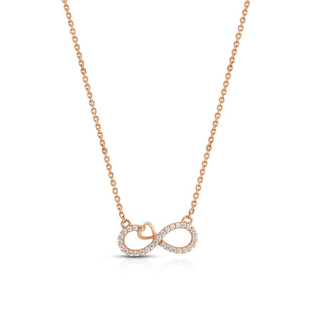 Infinity Rose Gold Plated 925 Sterling Silver Necklace : NL-30248-RG