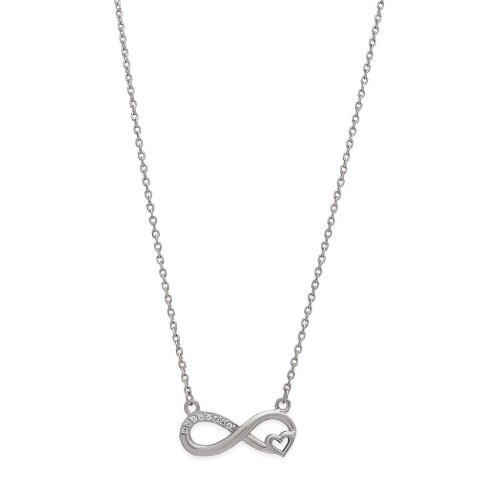 Infinity Devotion Cz Rhodium Plated 925 Sterling Silver Necklace : NL-30249-R