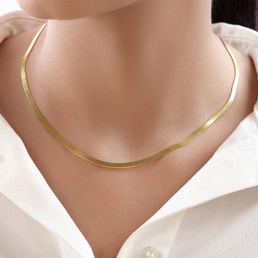 Snake Chain Gold Plated 925 Sterling Silver Necklace : NL-30338-G