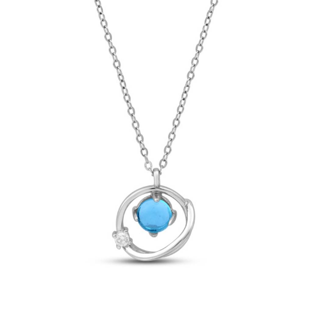 Blue Charm Rhodium Plated 925 Sterling Silver Necklace | Blue Charm ...