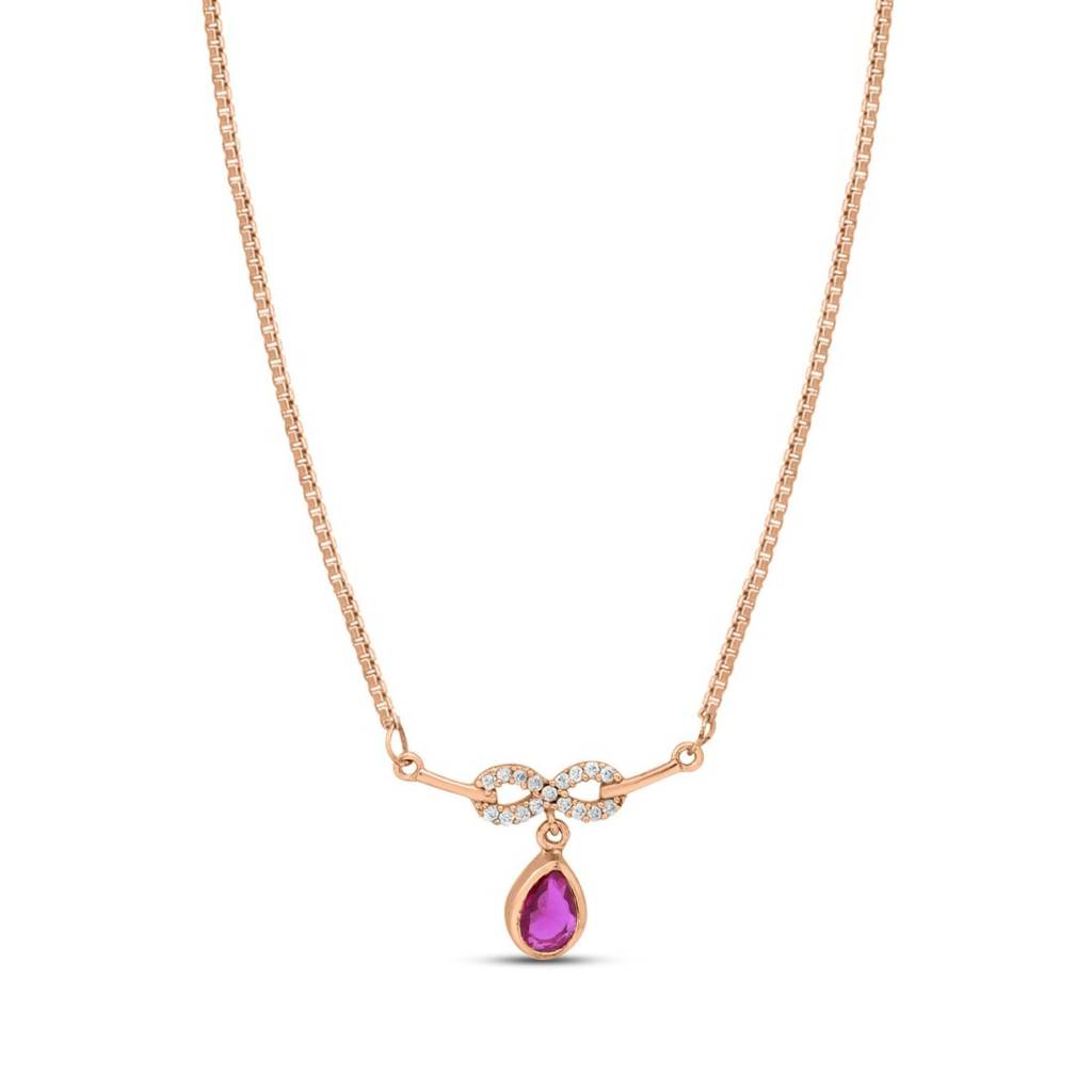 Purple Drop Rose Gold Plated 925 Sterling Silver Necklace : NL-30354-RG