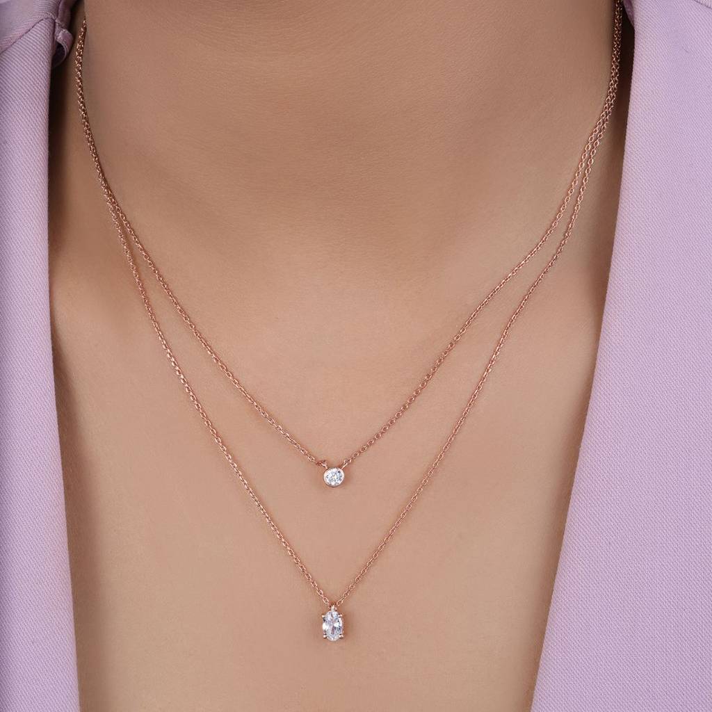 Dual Delights Rose Gold Plated 925 Sterling Silver Necklace : NL-30356-RG