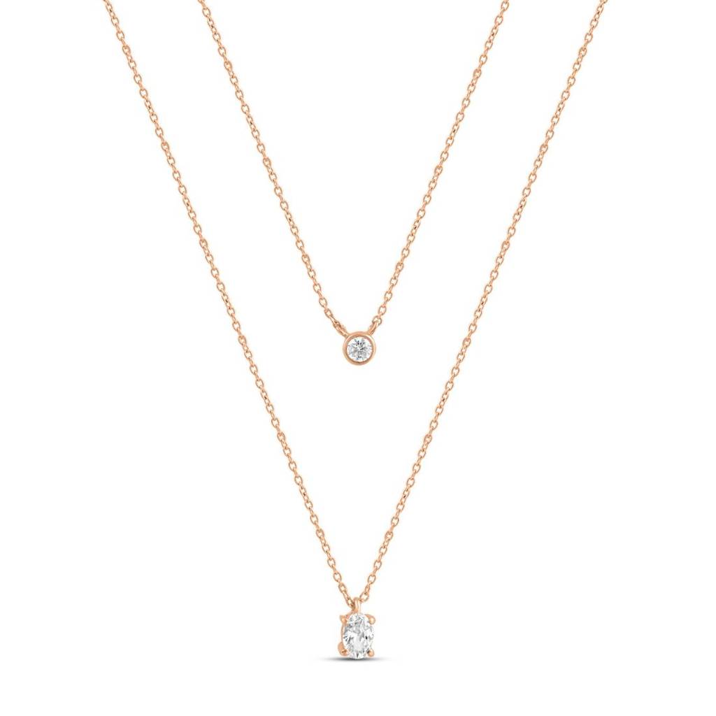 Dual Delights Rose Gold Plated 925 Sterling Silver Necklace : NL-30356-RG