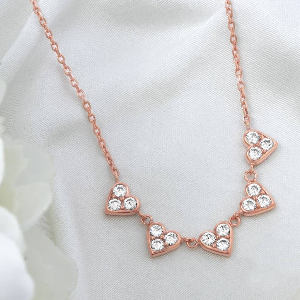 Heart Essence Rose Gold Plated 925 Sterling Silver Necklace : NL-30358-RG