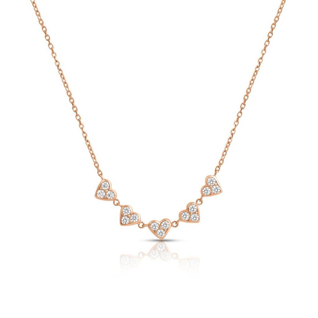 Heart Essence Rose Gold Plated 925 Sterling Silver Necklace : NL-30358-RG