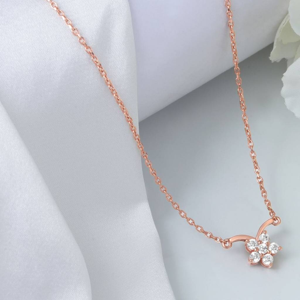 Subtle Shimmer Rose Gold Plated 925 Sterling Silver Necklace : NL-30359-RG