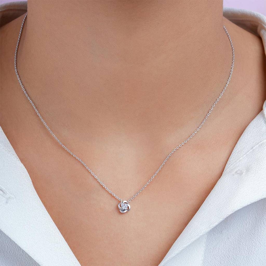 Minimalist Rose Rhodium Plated 925 Sterling Silver Necklace : NL-30367-R