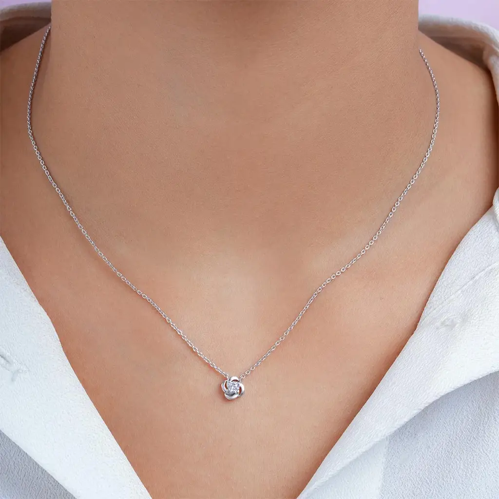 Minimalist Rose Rhodium Plated 925 Sterling Silver Necklace
